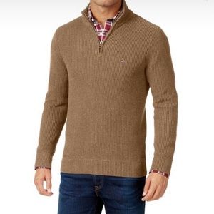 Tommy Hilfiger Brown Knit 1/4 Zip Sweater